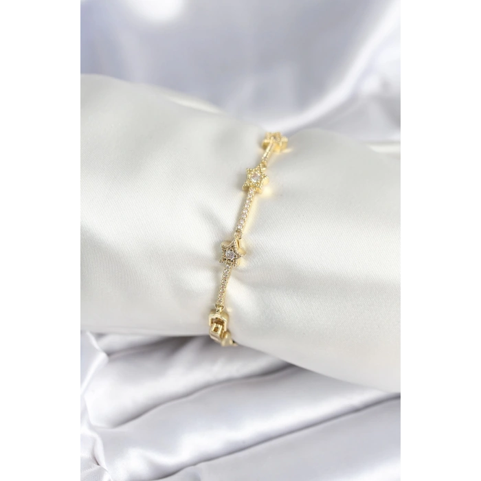 Pirinç Gold Renk Halley Yıldız Model Kadın Bileklik