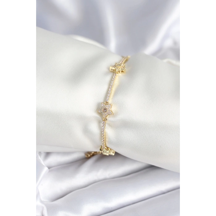 Pirinç Gold Renk Yıldız Model Kadın Bileklik