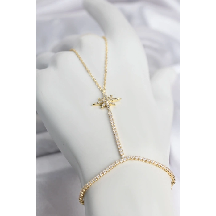 Pirinç Gold Renk Zirkon Taşlı Kutup Yıldızı Model Şahmeran
