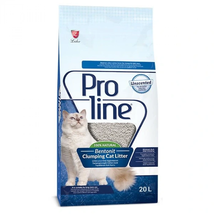 Proline Kokusuz İnce Taneli Topaklanan Bentonit Kedi Kumu 1 Adet 20 Lt