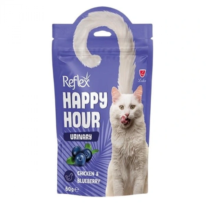 Reflex Happy Hour Tavuk Etli ve Yaban Mersinli Üriner Sistem Destekleyici Kedi Ödülü 1 Adet 60 Gr