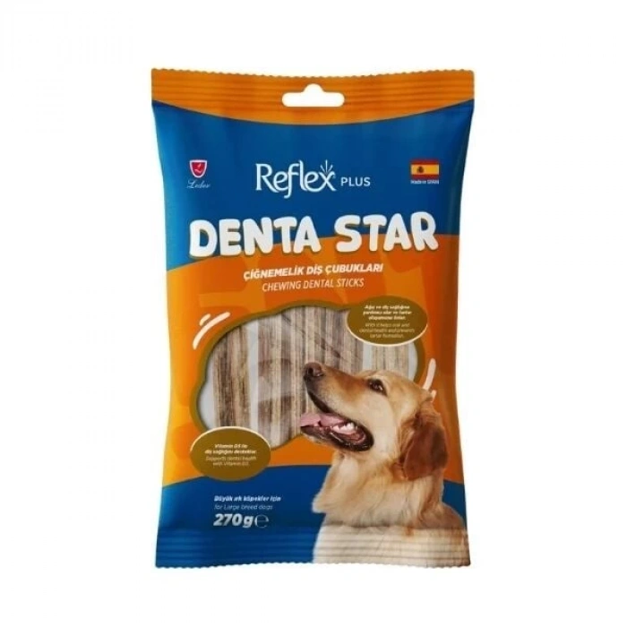 Reflex Plus Denta Star Çiğnemelik Diş Çubukları Büyük Irk Yetişkin Köpek Ödül Maması 270 Gr