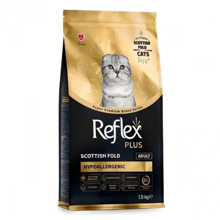 Reflex Plus Scottish Fold Hypoallergenic Tavuklu Yetişkin Kedi Maması 1.5 Kg
