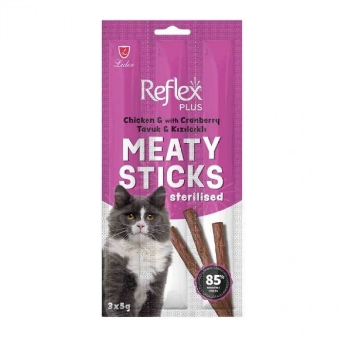 Reflex Plus Tavuklu ve Kızılcıklı Kısırlaştırılmış Yetişkin Kedi Ödül Maması 1 Adet 3x5 Gr