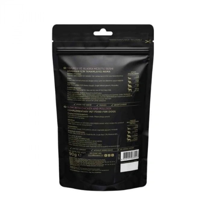 Reflex Snackies Natural Tavuklu ve Balıklı Sushi Tahılsız Köpek Ödül Maması 90 Gr