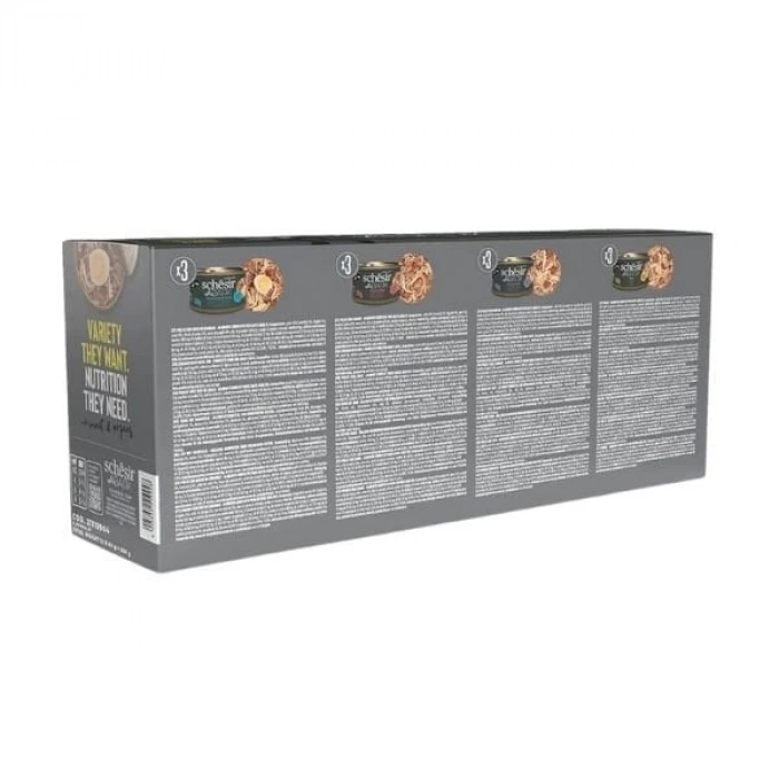 Schesir After Dark Et Suyunda Karışık Lezzetler Yetişkin Konserve Kedi Maması 12 Adet 80 Gr