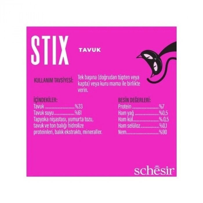 Schesir Cat Stick Tavuklu Sıvı Kedi Ödül Maması 1 Adet 6x15 Gr