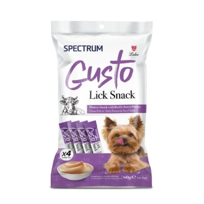 Spectrum Gusto Dana Etli ve Tatlı Patatesli Sıvı Yetişkin Köpek Ödül Maması 4x15 Gr