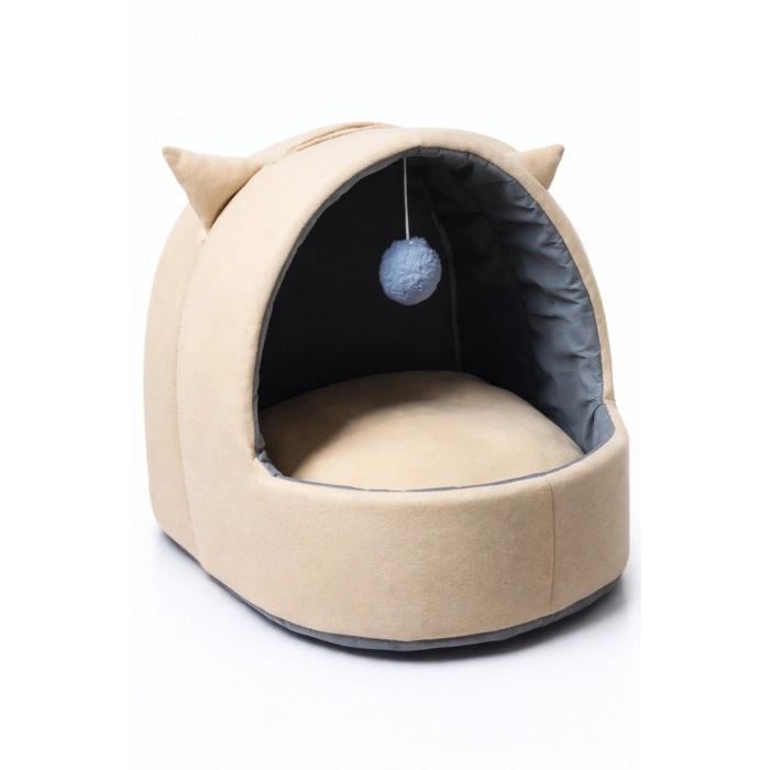 Trompets Bej Kulaklı Yıkanabilir Kedi Ve Köpek Yatağı
