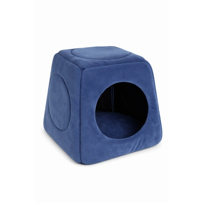 Trompets Mavi Yıkanabilir 3 Fonksiyonlu Kedi Yatağı