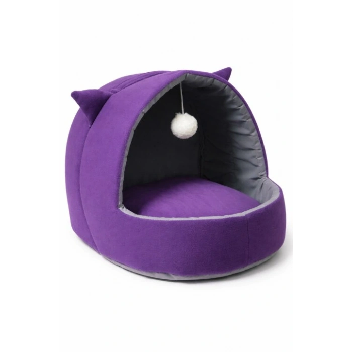 Trompets Mor Kulaklı Yıkanabilir Kedi Ve Köpek Yatağı
