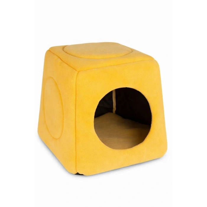 Trompets Sarı Yıkanabilir 3 Fonksiyonlu Kedi Yatağı