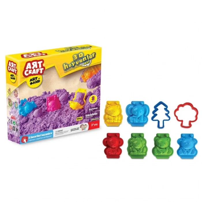 Üreticiniz 03612 , Artsand 3d Hayvanlar Kum Seti 500 Gr / +3 Yaş