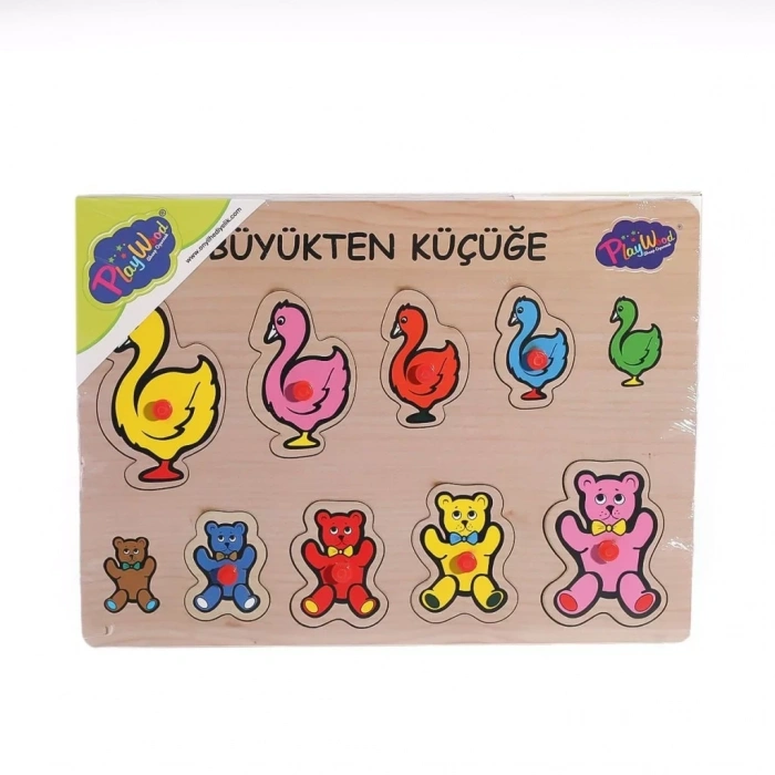 Üreticiniz 131-132 Ony Ahşap Tutmalı Puzzle Büyükten Küçüğe -onyıl