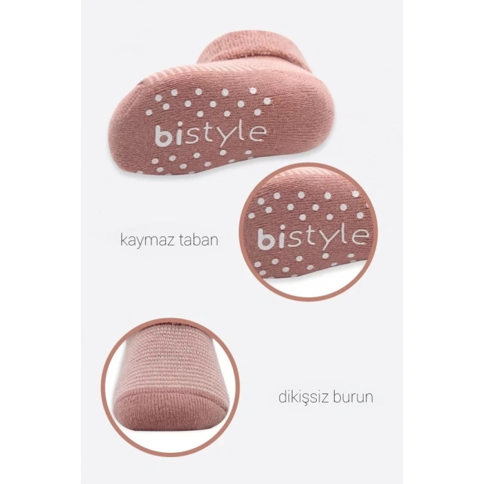 Üreticiniz 2li Çemberli Kaymaz Havlu Soket Çorap 10503 Pudra Pembe