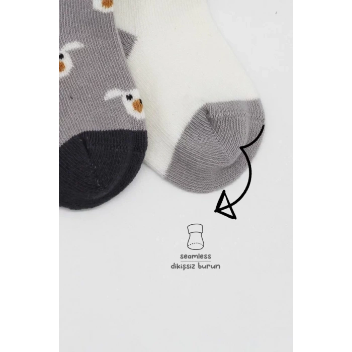 Üreticiniz 2li Love Dog Penye Soket Çorap 10118 Gri