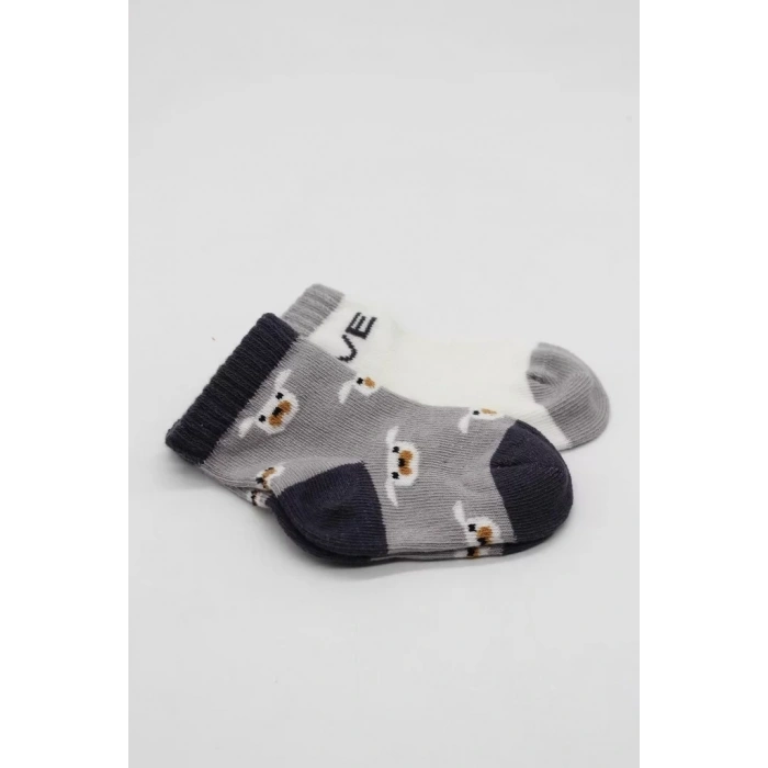 Üreticiniz 2li Love Dog Penye Soket Çorap 10118 Gri
