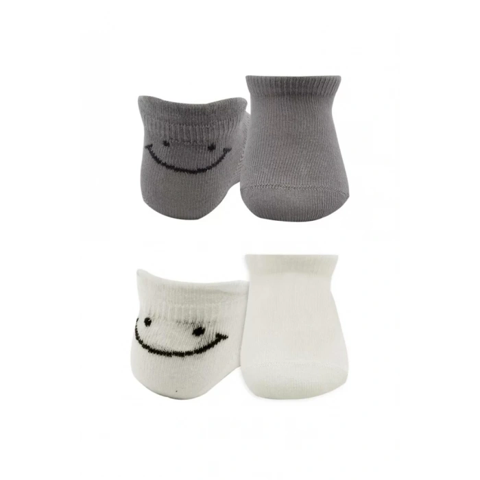 Üreticiniz 2li Sneakers Smile Penye Çorap 20106 Gri Ekru