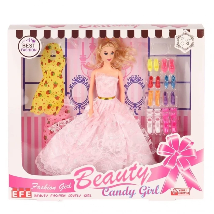 Üreticiniz 207 Ayakkabı Setli Candy Girl Bebek -toys
