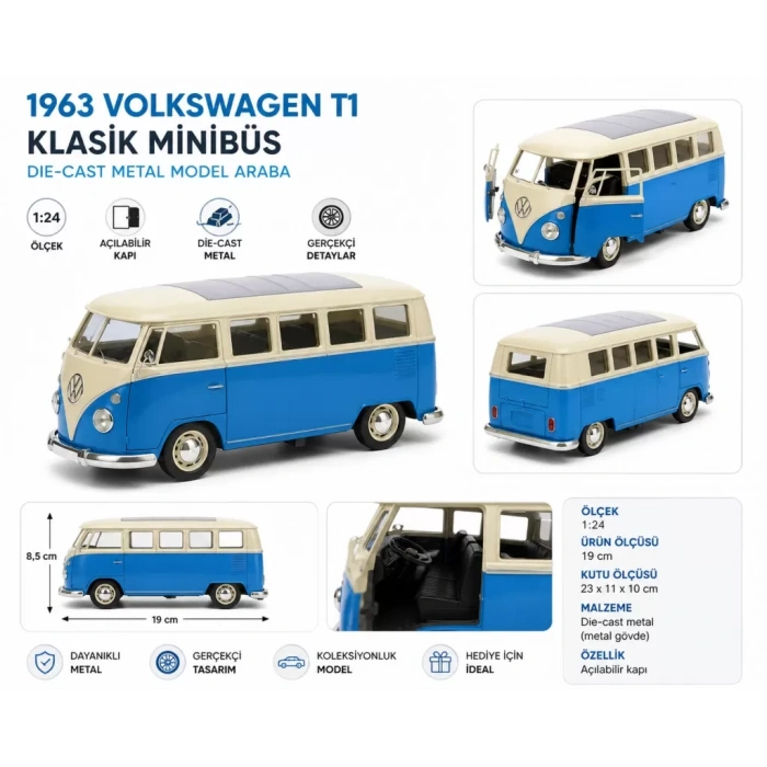 Üreticiniz 22095 1 24 1963 Volswagen T1 Bus 12