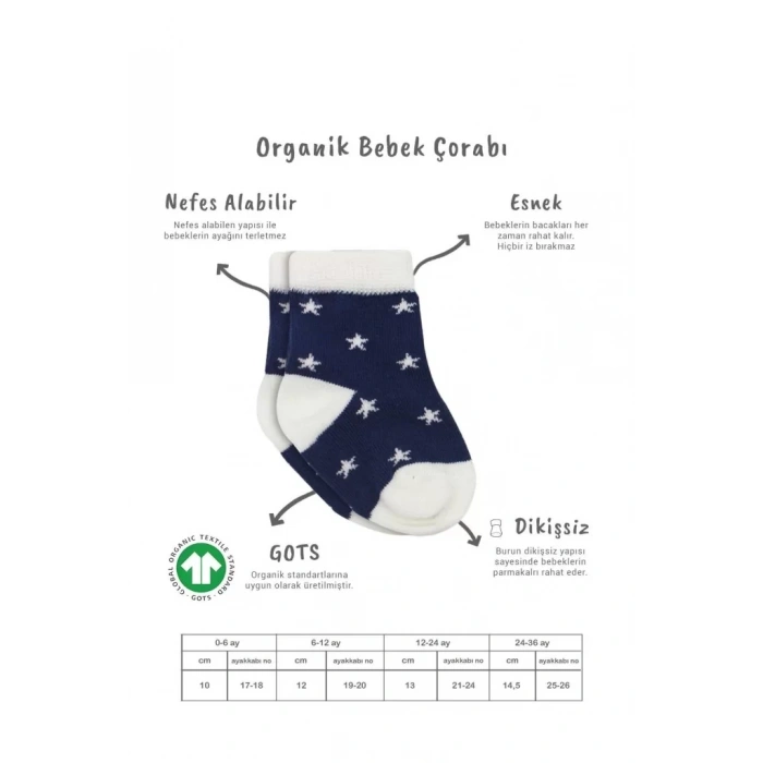 Üreticiniz 3lü Penye Cute Stars Soket Çorap Bs10115 Lacivert