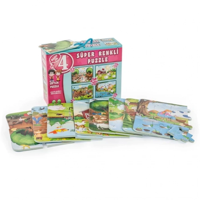 Üreticiniz 3222 Çiftlik Süper Renkli Puzzle 4lü