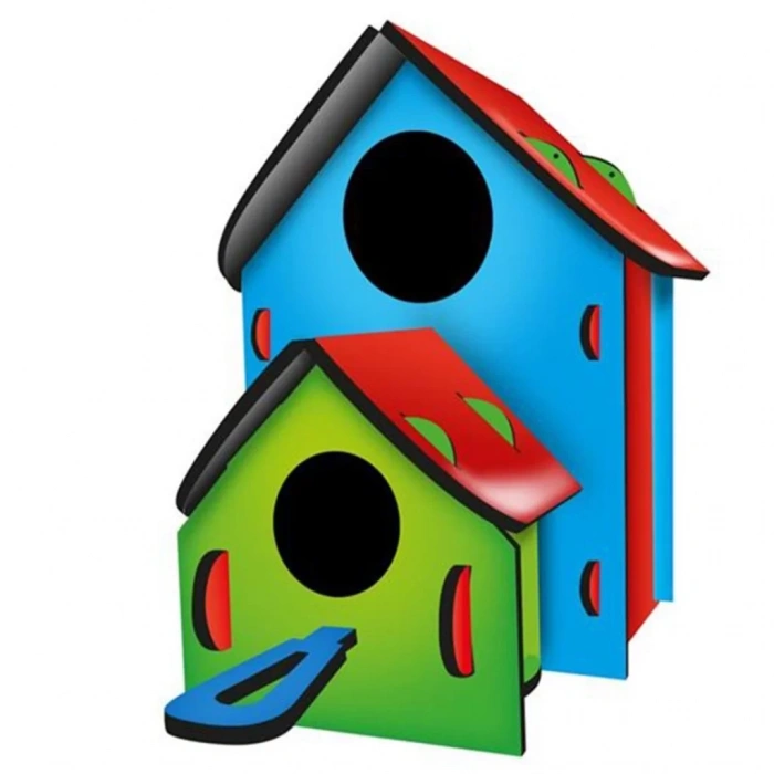 Üreticiniz 5269 Boyanabilir 3lü Kuş Evi - Bird House