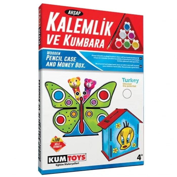 Üreticiniz 5304 Ahşap Kalemlik Ve Kumbara Seti