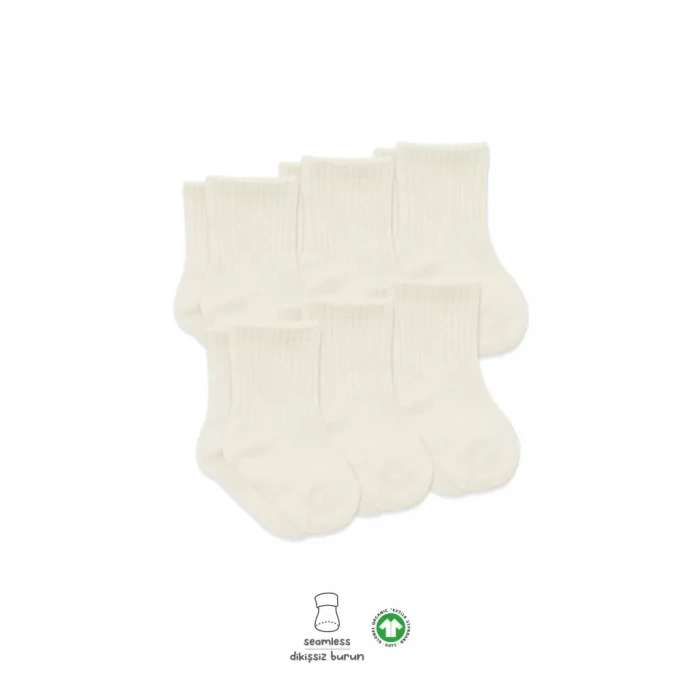 Üreticiniz 6lı Basic Penye Soket Çorap 10101 Ekru