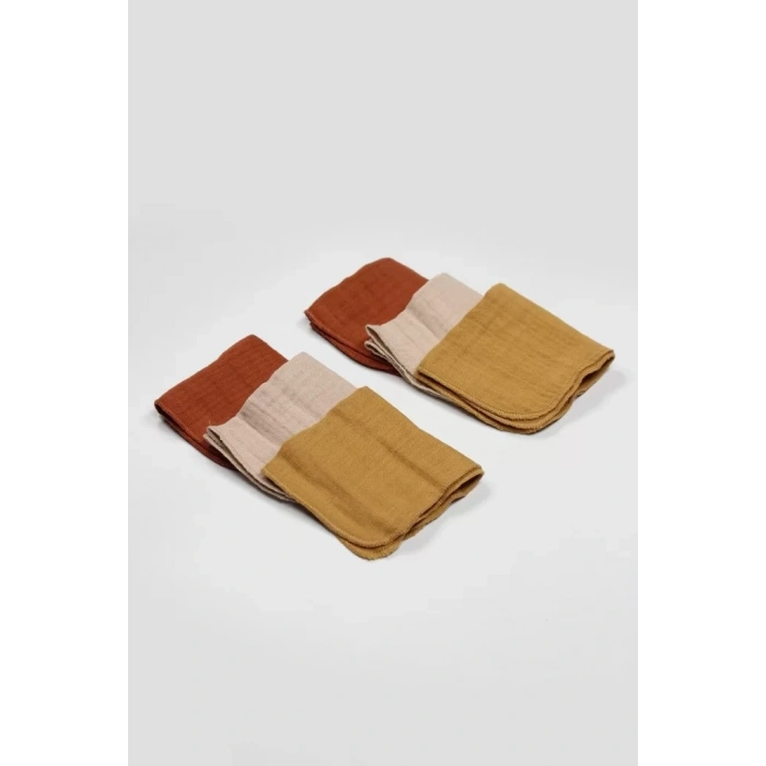 Üreticiniz 6lı Müslin Mendil 20x20 Cm 90106 Kiremit Bej Hardal