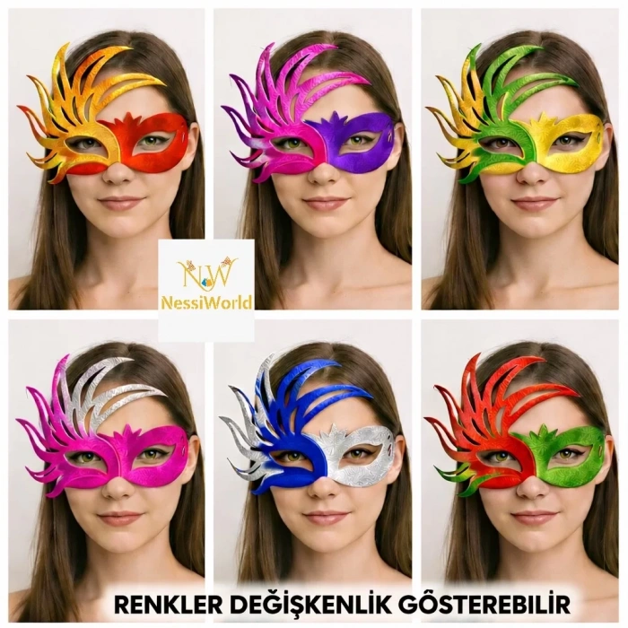 Üreticiniz 6’lı Çift Renkli Venedik Karton Parti Maskesi Seti