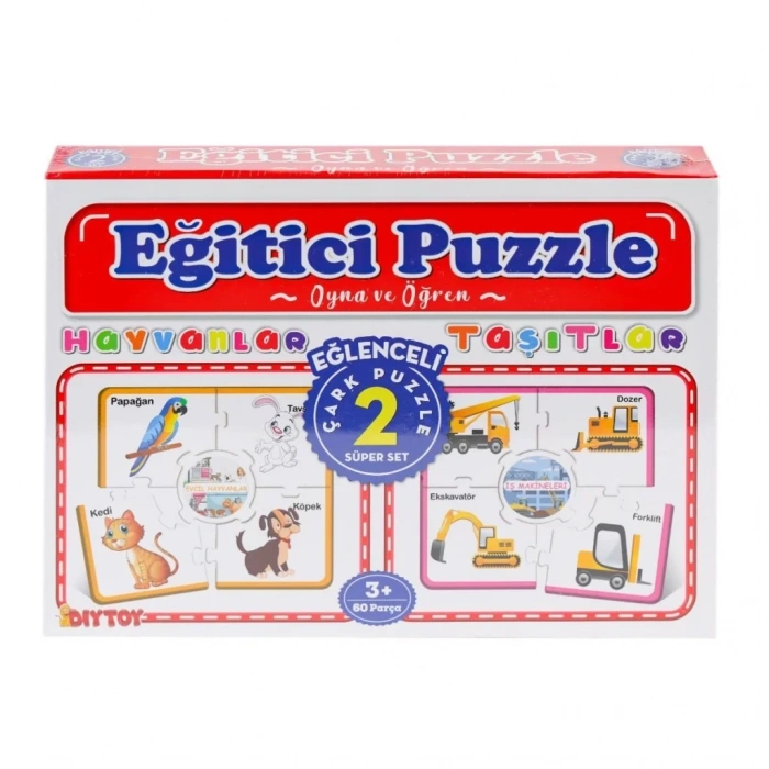 Üreticiniz 7196 Çark Puzzle Hayvanlar Taşıtlar 60 Parça
