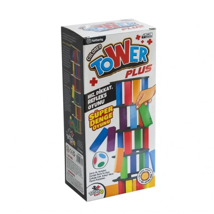 Üreticiniz 7317 Renkli Plus Tower Süper Denge Oyunu 54 Adet -