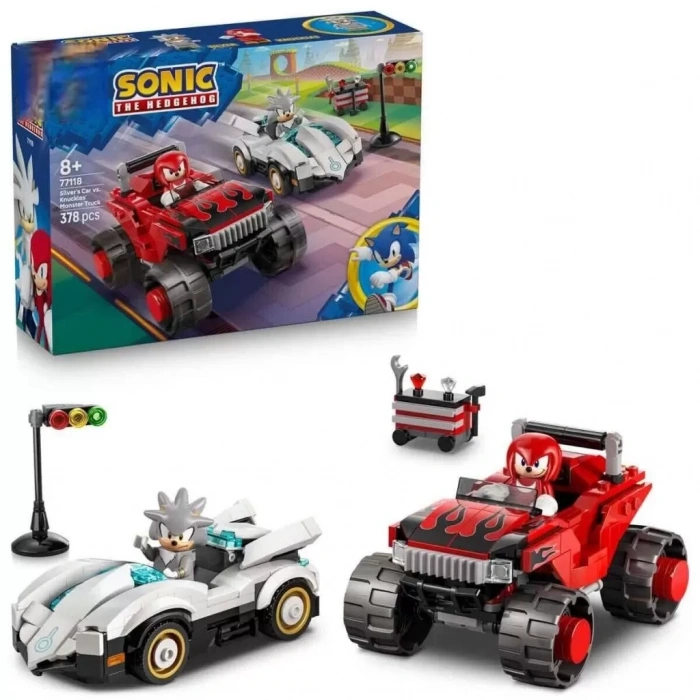 Üreticiniz 77118  Sonic Silverın Arabası, Knucklesın Canavar Kamyonuna Karşı 378 Parça