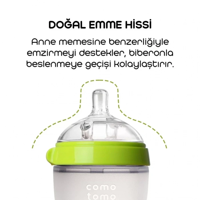 Üreticiniz Antikolik Silikon Biberon 250 Ml 3-6 Ay Yeşil