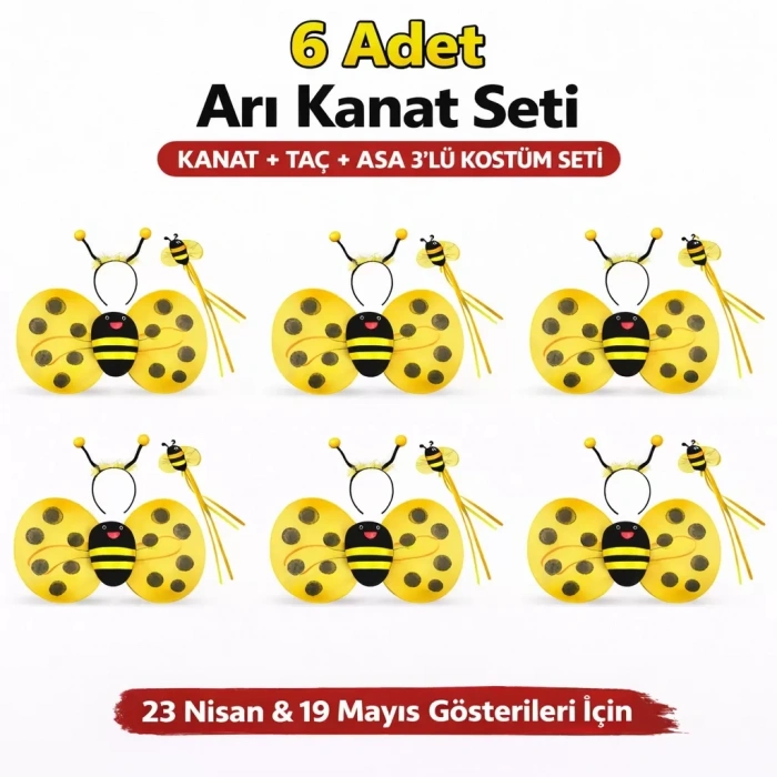 Üreticiniz Arı Kostüm Seti – Kanat Taç Asa