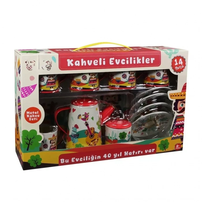 Üreticiniz Atf-996-7a-10a 14 Prç.desenli Metal Çay Kahve