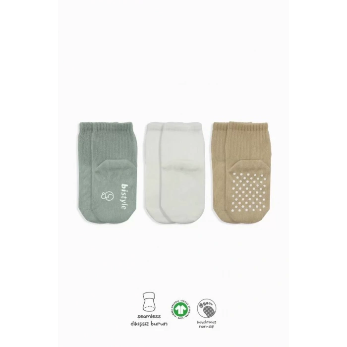 Üreticiniz Basic Kaymaz Penye Soket Çorap 3lü Bs10107 Nil Ekru Bej