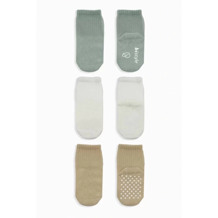 Üreticiniz Basic Kaymaz Penye Soket Çorap 3lü Bs10107 Nil Ekru Bej