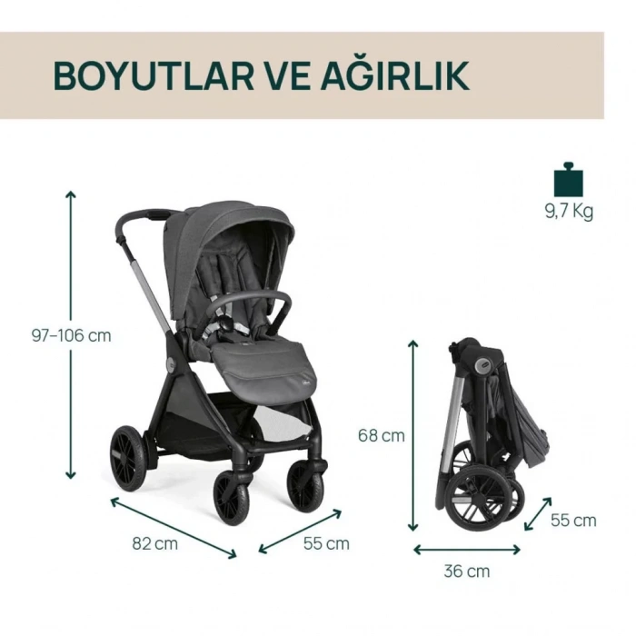 Üreticiniz Bellagio Bebek Arabası Black Satin