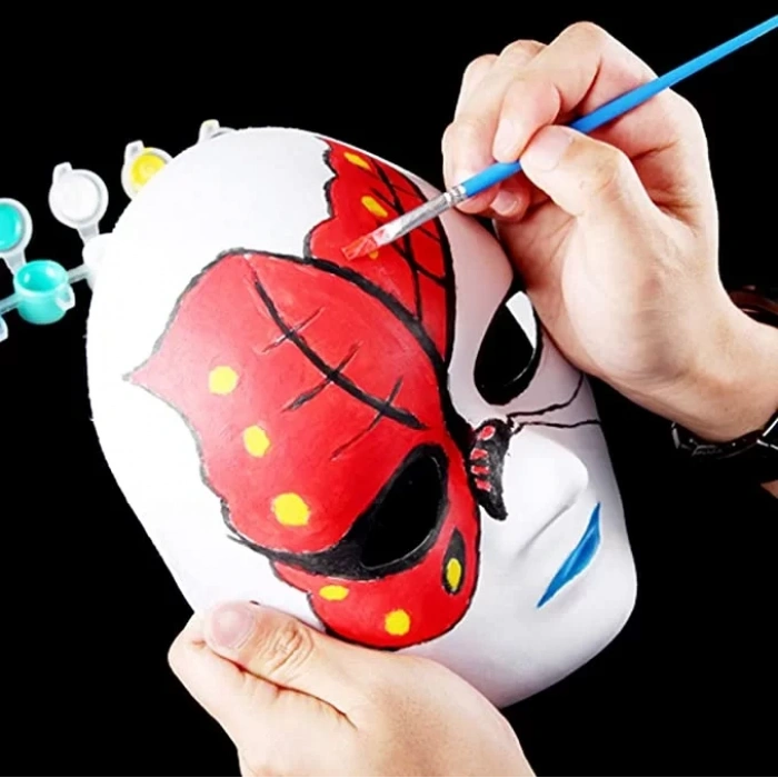 Üreticiniz Beyaz Renk Boyanabilir Anonim Tam Yüz Cosplay Maske 24x18 Cm