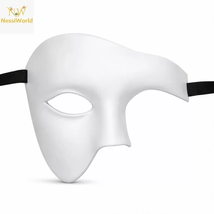 Üreticiniz Beyaz Yarım Erkek Maske – Phantom Parti & Balo Maskesi
