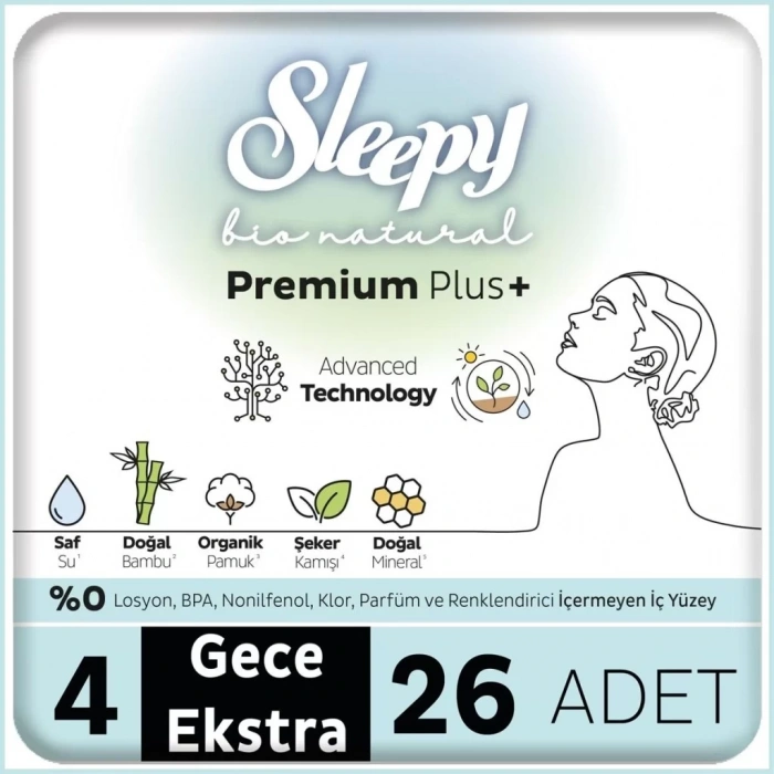 Üreticiniz Bio Natural Premium Plus Mega Ekstra Gece Ped 26 Adet