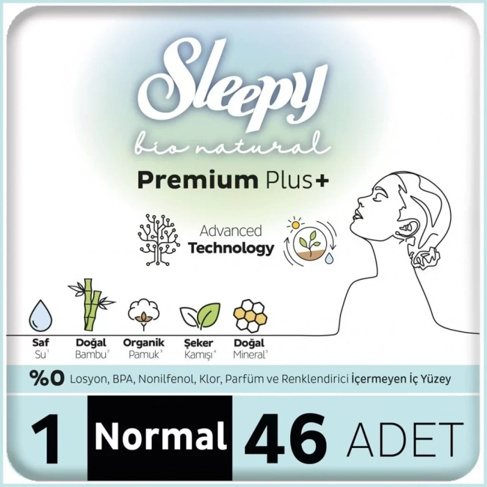 Üreticiniz Bio Natural Premium Plus Mega Normal Ped 46 Adet
