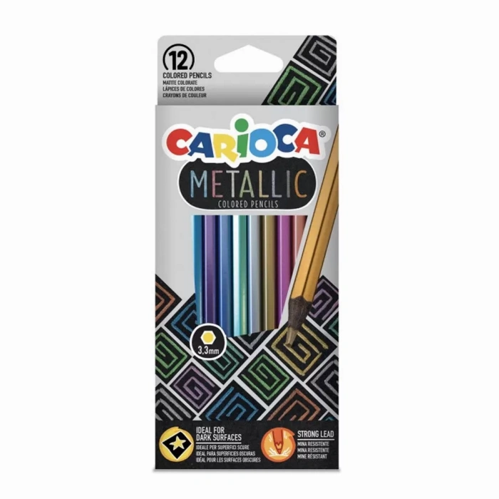 Üreticiniz Carioca 12 Renk Metalik Kuru Boya Seti