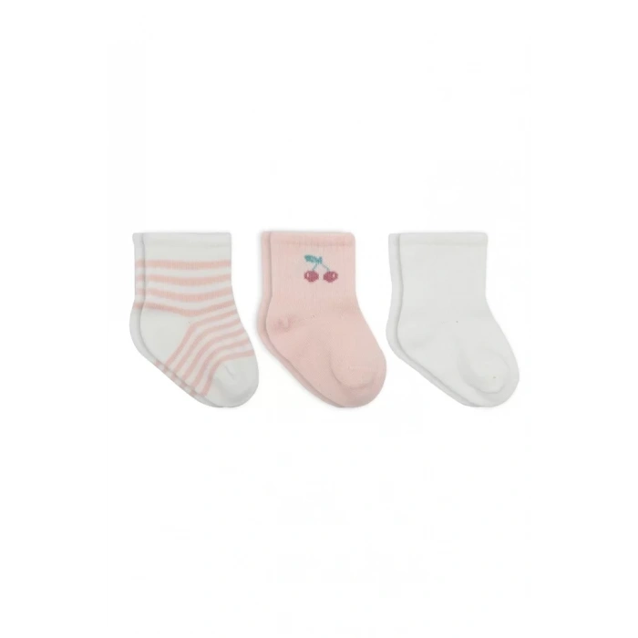 Üreticiniz Cherry Girl 3lü Penye Soket Çorap 10138 Ekru