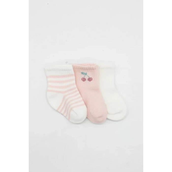 Üreticiniz Cherry Girl 3lü Penye Soket Çorap 10138 Ekru