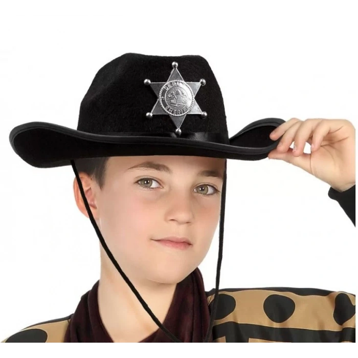 Üreticiniz Çocuk Kovboy Şapkası Sheriff Şapkası Siyah Renk