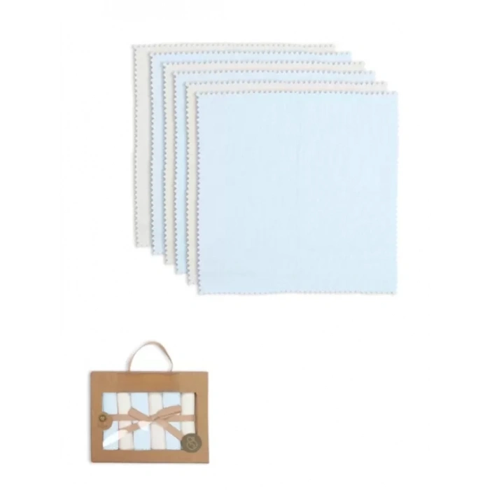 Üreticiniz Colours Kutulu 6lı Penye Mendil 20x20 90161 Ekru Mavi