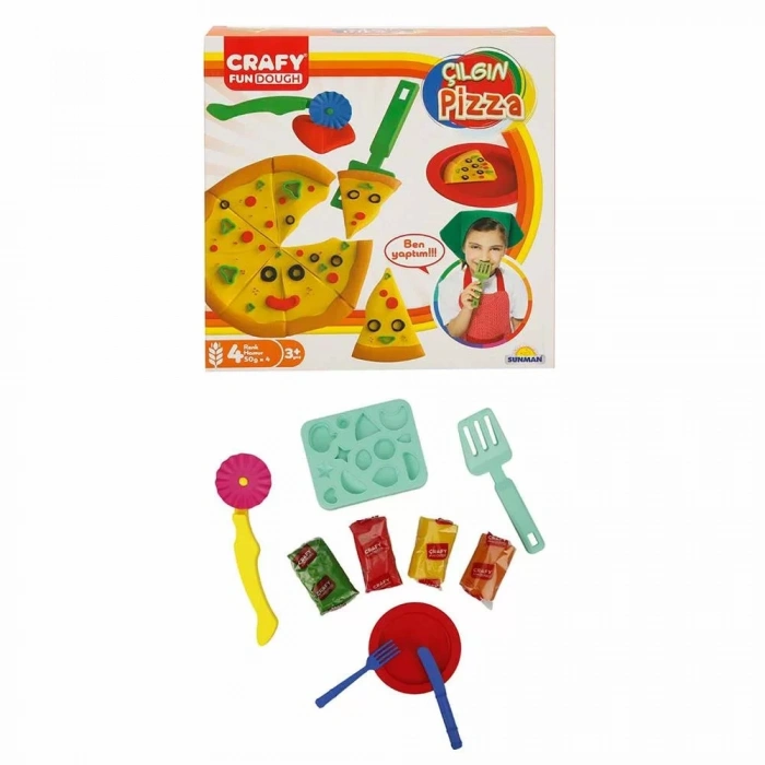 Üreticiniz Crafy Çılgın Pizza Oyun Hamuru Seti 200 G 10 Parça